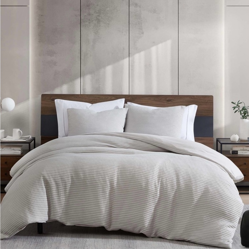 Kenneth Cole Solid Waffle Duvet Cover Set King